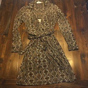 Long sleeve Calvin Klein wrap dress.